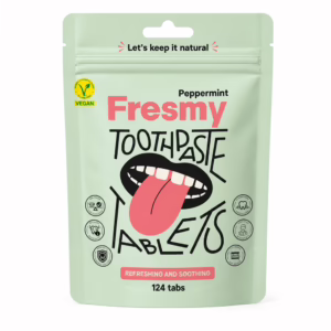 Fresmy-Tandpasta-Tablets-Peppermint-124-stuks-Zak-voorkant