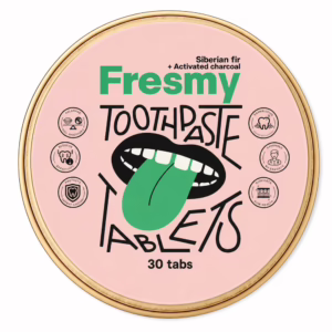 Fresmy-Tandpasta-Tablets-–-Siberian-Fir-Charcoal-–-30-stuks-Doosje-bovenaanzicht