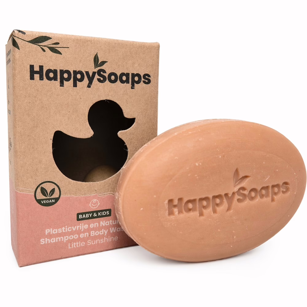 HappySoaps - 2-in-1 Baby & Kids Shampoo & Body Wash Bar – Little Sunshine - Zeep voor doosje.
