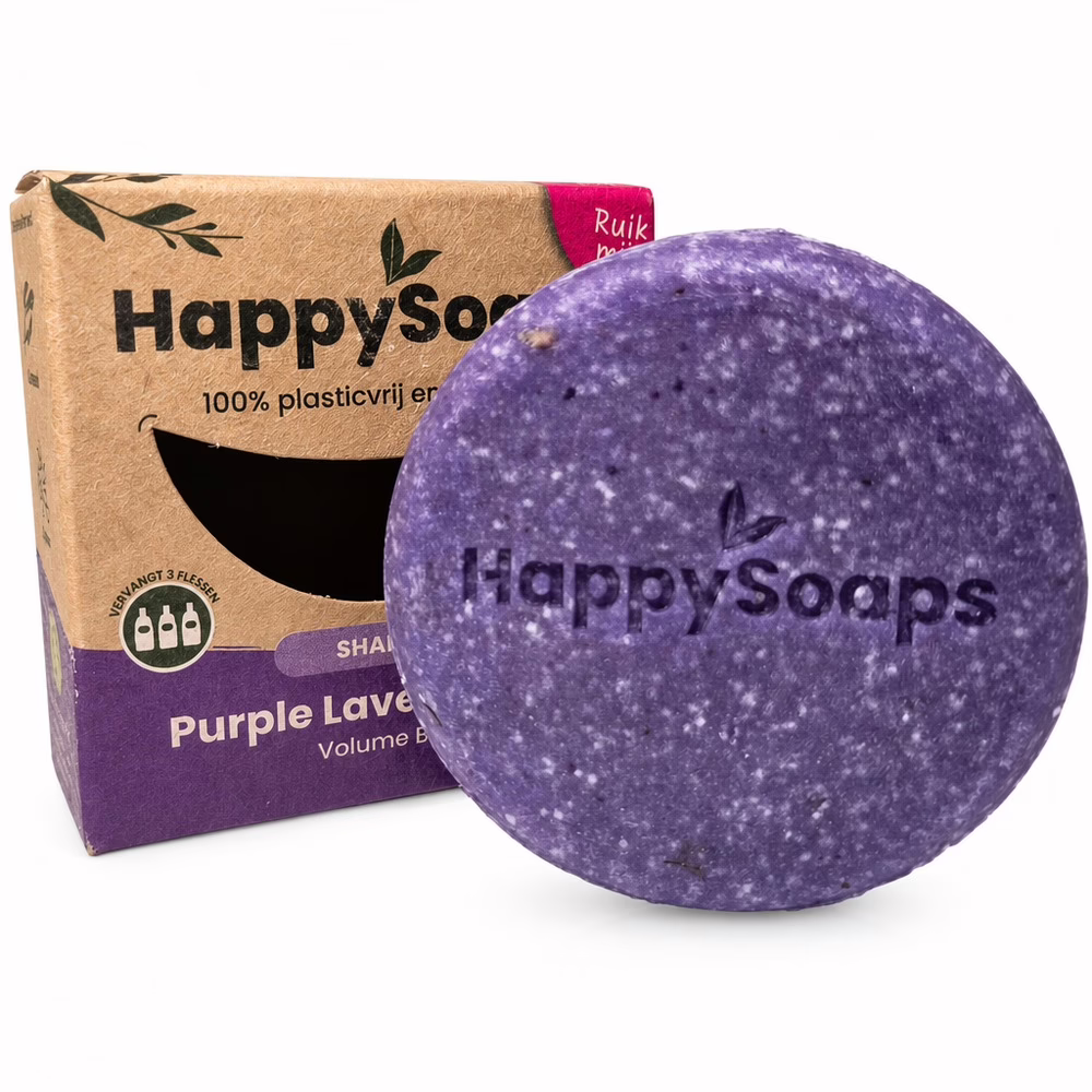HappySoaps - Shampoo Bar – Purple Lavender Rain – Volume Boost - Shampoo bar voorkant