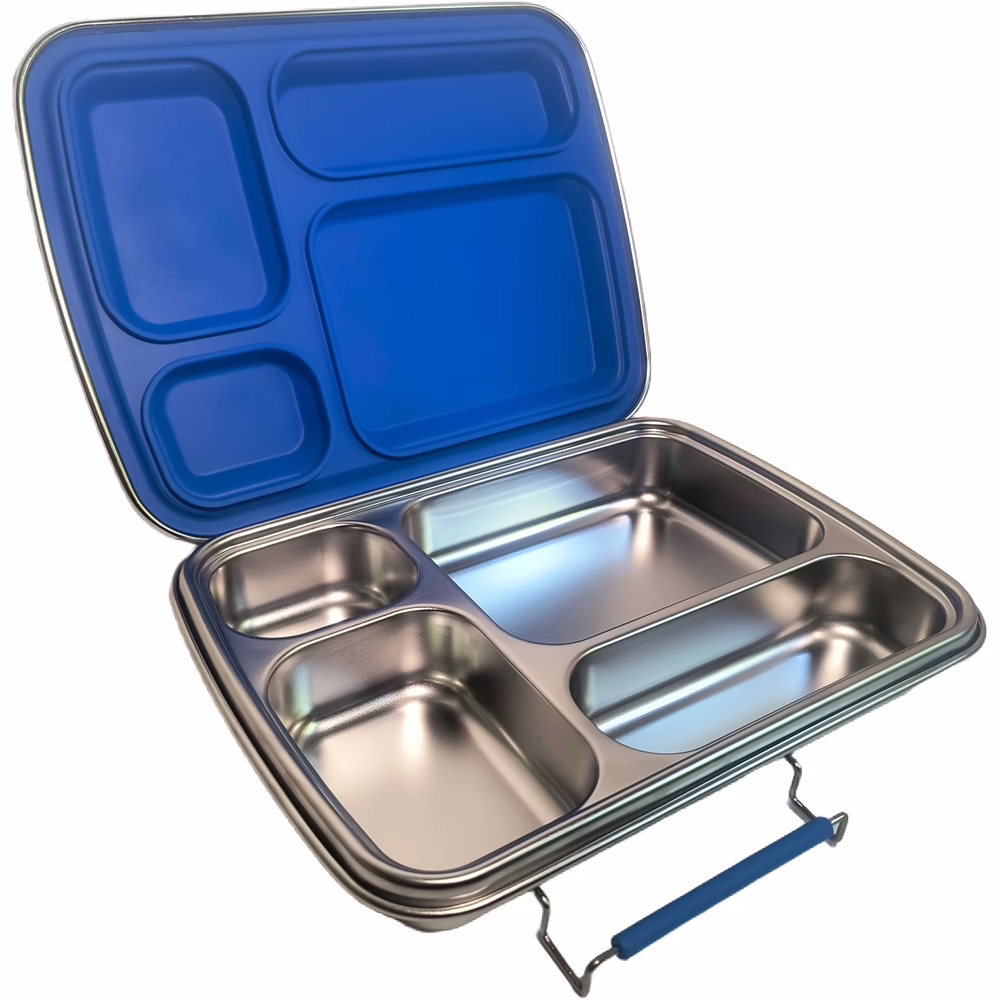 Purely Steel - RVS Lunchbox – 4 Vakken – Hoogste kwaliteit - Open lunchbox binnenkant