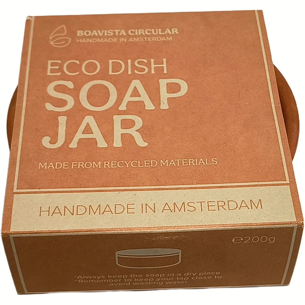 Verpakking van Boavista Eco Dish Soap Jar, vaste afwaszeep in navulbare terracotta kom, 200g