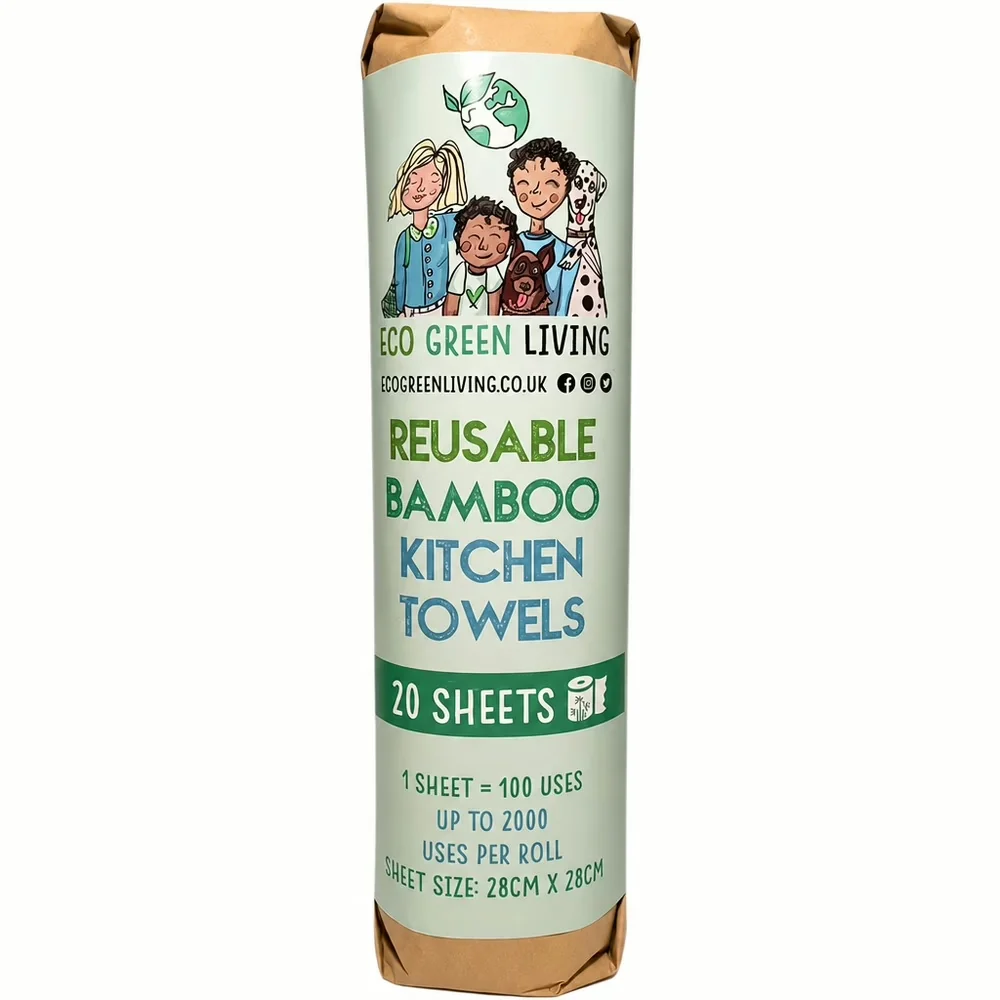 Verpakking van Eco Green Living herbruikbare bamboe keukenrol met 20 sheets