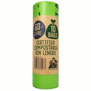 Rol groene composteerbare vuilniszakken van Eco Green Living, 60 liter, 10 stuks per rol