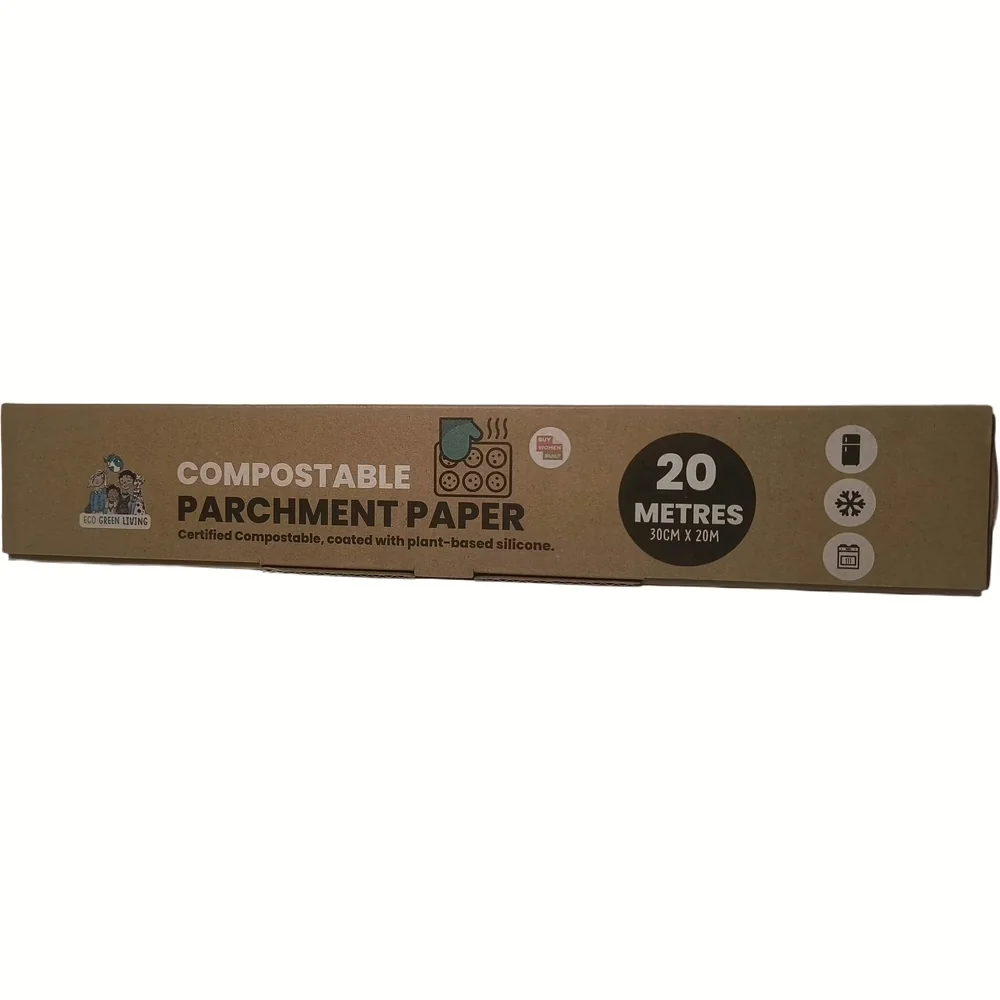 Bruine doos van Eco Green Living compostabel bakpapier, 30 cm x 20 meter, voorkant