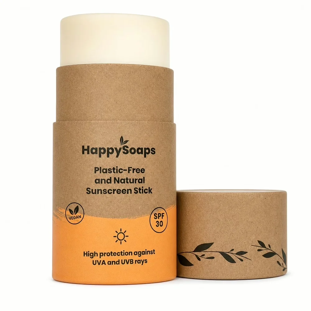 HappySoaps - Natuurlijke Zonnebrandstick – SPF 30 - Zonnebrandstick open