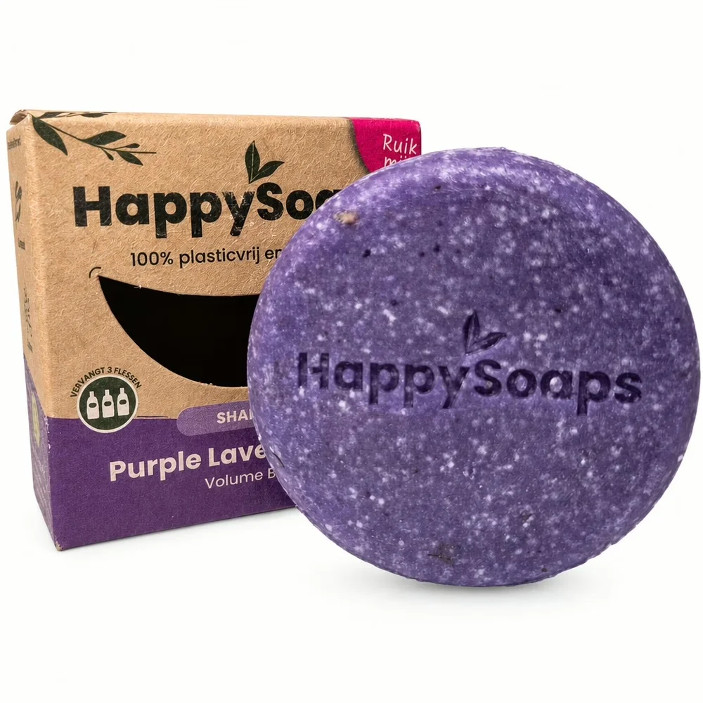 HappySoaps - Shampoo Bar – Purple Lavender Rain – Volume Boost - Shampoo bar voorkant
