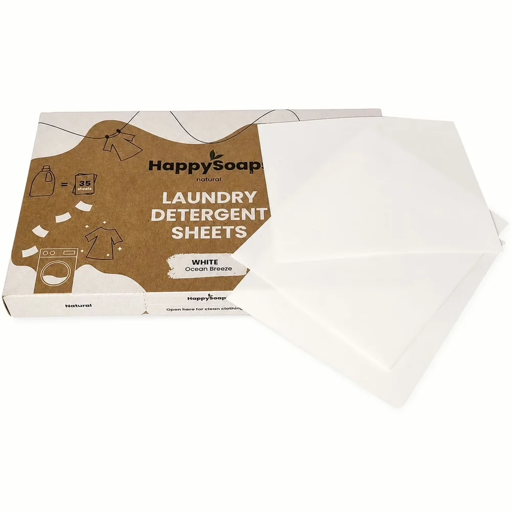 HappySoaps - Wasmiddelstrips – Witte Was - Doosje en strips