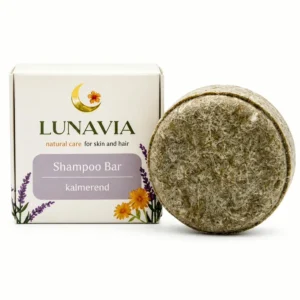 Lunavia - Natural Calming Shampoo Bar – Kalmerend & Balancerend (65g) - Doosje voorkant