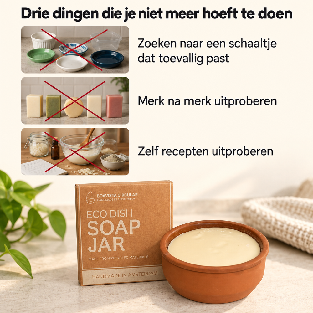 Boavista Circular afwaszeep in de terracotta kom als vervanger van zoeken naar een passend schaaltje
